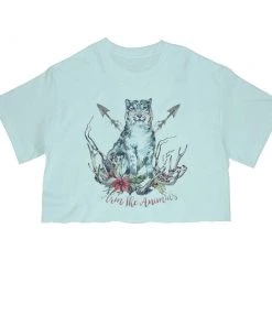 Arm The Animals Women's | Ridgeline Snow Leopard | Cut Tee Cut Crop Tees