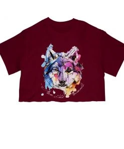 Arm The Animals Women's | Sunset Wolf | Cut Tee Cut Crop Tees