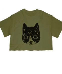 Arm The Animals Women's | Crescent Cat | Cut Tee Cut Crop Tees