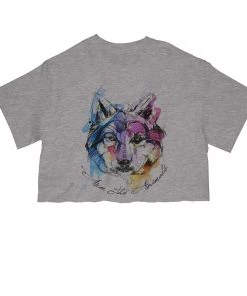 Arm The Animals Women's | Sunset Wolf | Cut Tee Cut Crop Tees