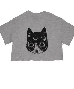 Arm The Animals Women's | Crescent Cat | Cut Tee Cut Crop Tees
