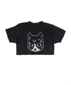 Arm The Animals Women's | Crescent Cat | Cut Tee Cut Crop Tees