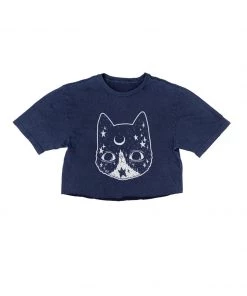 Arm The Animals Women's | Crescent Cat | Cut Tee Cut Crop Tees