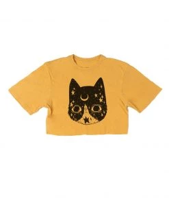 Arm The Animals Women's | Crescent Cat | Cut Tee Cut Crop Tees