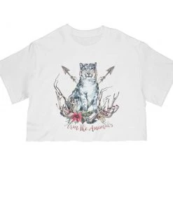 Arm The Animals Women's | Ridgeline Snow Leopard | Cut Tee Cut Crop Tees