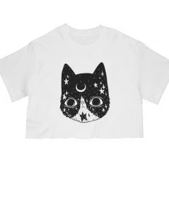 Arm The Animals Women's | Crescent Cat | Cut Tee Cut Crop Tees
