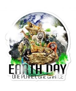Arm The Animals Cat Designs Stickers | Earth Day- One Chance | 4mm UV Coated Die Cut Sticker