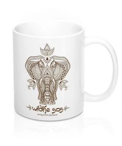 Printify Drinkware Accessory | WLSOS Henna Elephant | Coffee Mug