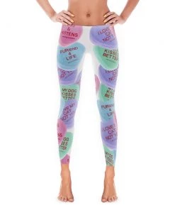 Printful Women's | Candy Heart | Leggings (White)