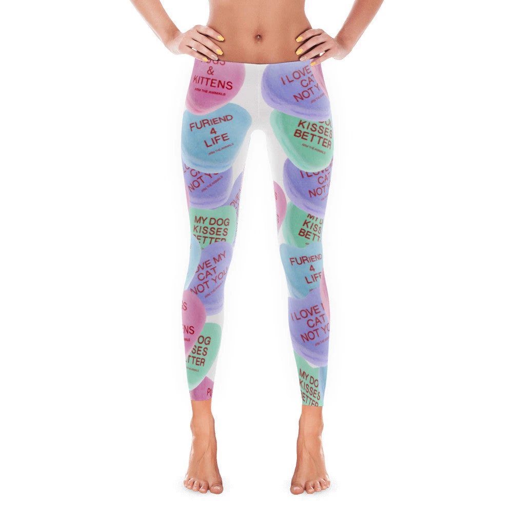 Printful Women's | Candy Heart | Leggings (White)