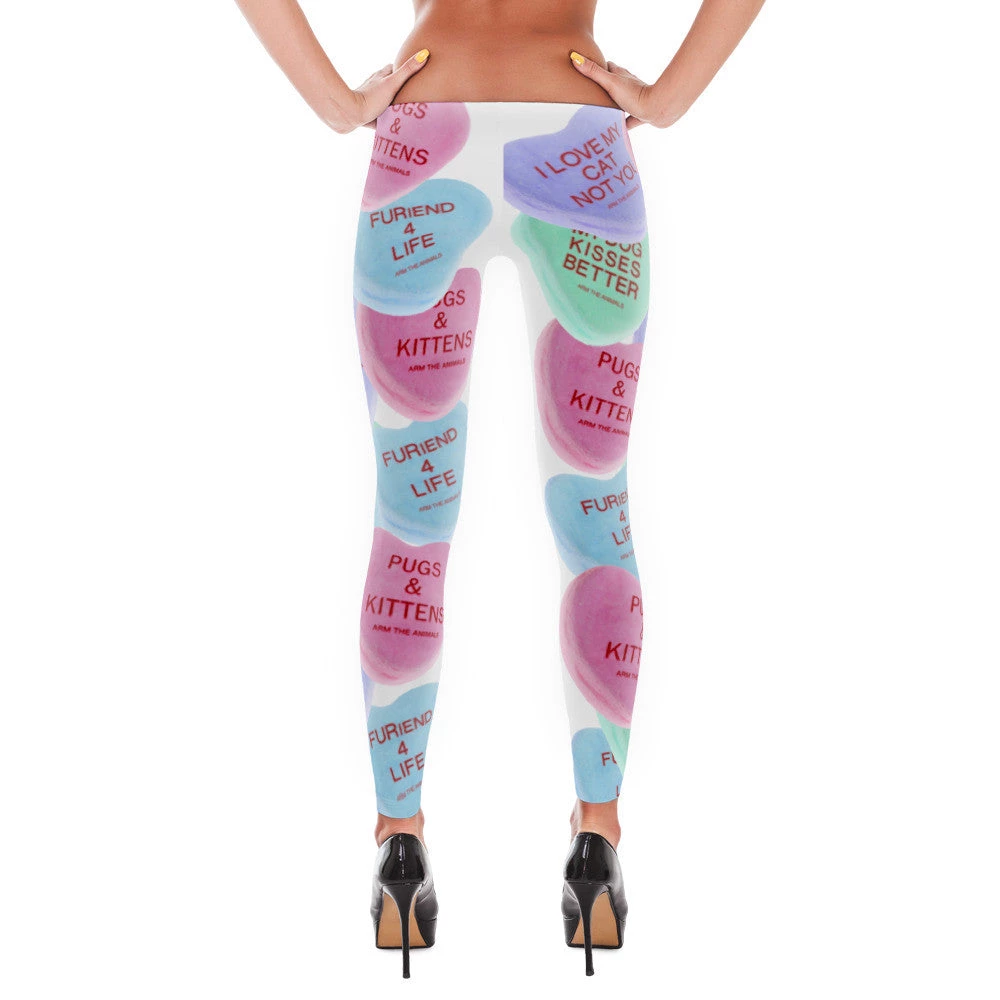 Printful Women's | Candy Heart | Leggings (White)