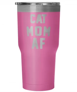 Teelaunch Accessory | Cat Mom AF | 30 Ounce Vacuum Tumbler
