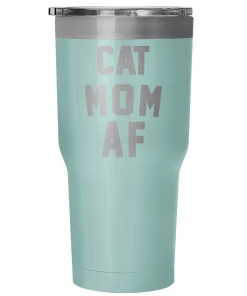 Teelaunch Accessory | Cat Mom AF | 30 Ounce Vacuum Tumbler