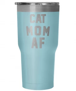 Teelaunch Accessory | Cat Mom AF | 30 Ounce Vacuum Tumbler