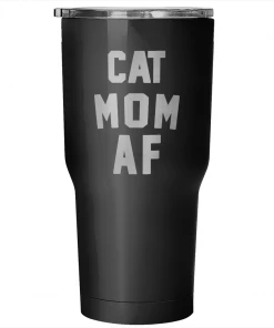 Teelaunch Accessory | Cat Mom AF | 30 Ounce Vacuum Tumbler