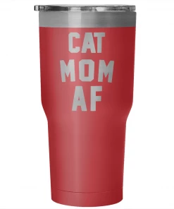 Teelaunch Accessory | Cat Mom AF | 30 Ounce Vacuum Tumbler