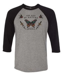Arm The Animals Unisex | Tattoo Butterfly | 3/4 Sleeve Raglan 3/4 Sleeve Raglans