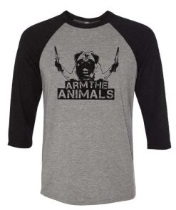 Arm The Animals 3/4 Sleeve Raglans Unisex | Pug Don't Play | 3/4 Sleeve Raglan