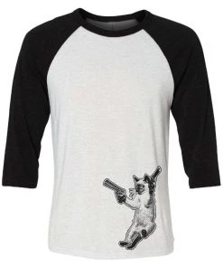 Arm The Animals 3/4 Sleeve Raglans Unisex | The Cat And The Gat | 3/4 Sleeve Raglan