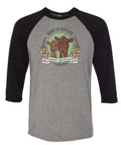 Road To Refuge Animal Sanctuary Unisex | Moo Crew | 3/4 Sleeve Raglan 3/4 Sleeve Raglans