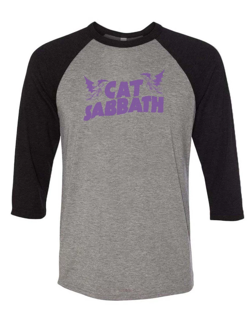 Brutal Kittens Unisex | Cat Sabbath Purple | 3/4 Sleeve Raglan