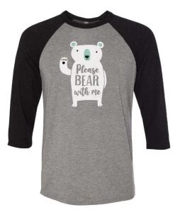 Dino Mike 3/4 Sleeve Raglans Unisex | Please Bear With Me | 3/4 Sleeve Raglan