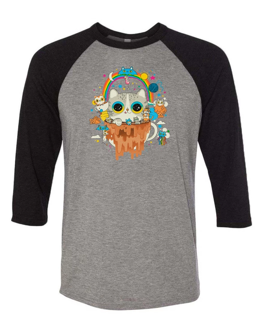 Pepe Rodriquez Unisex | Tripping Morning Cats | 3/4 Sleeve Raglan 3/4 Sleeve Raglans