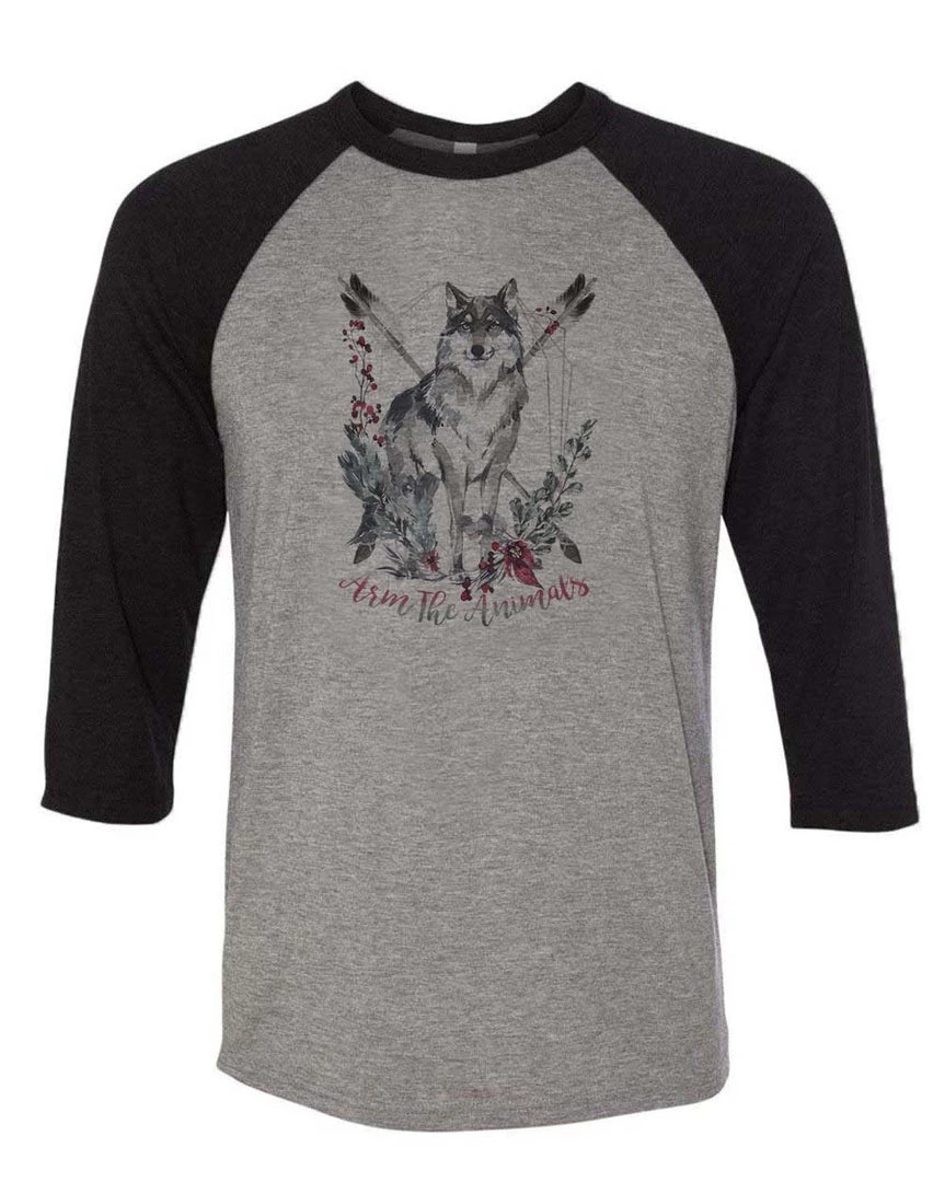 Arm The Animals Unisex | Ridgeline Wolf | 3/4 Sleeve Raglan