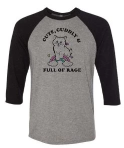 Arm The Animals Unisex | Rage Kitty | 3/4 Sleeve Raglan 3/4 Sleeve Raglans
