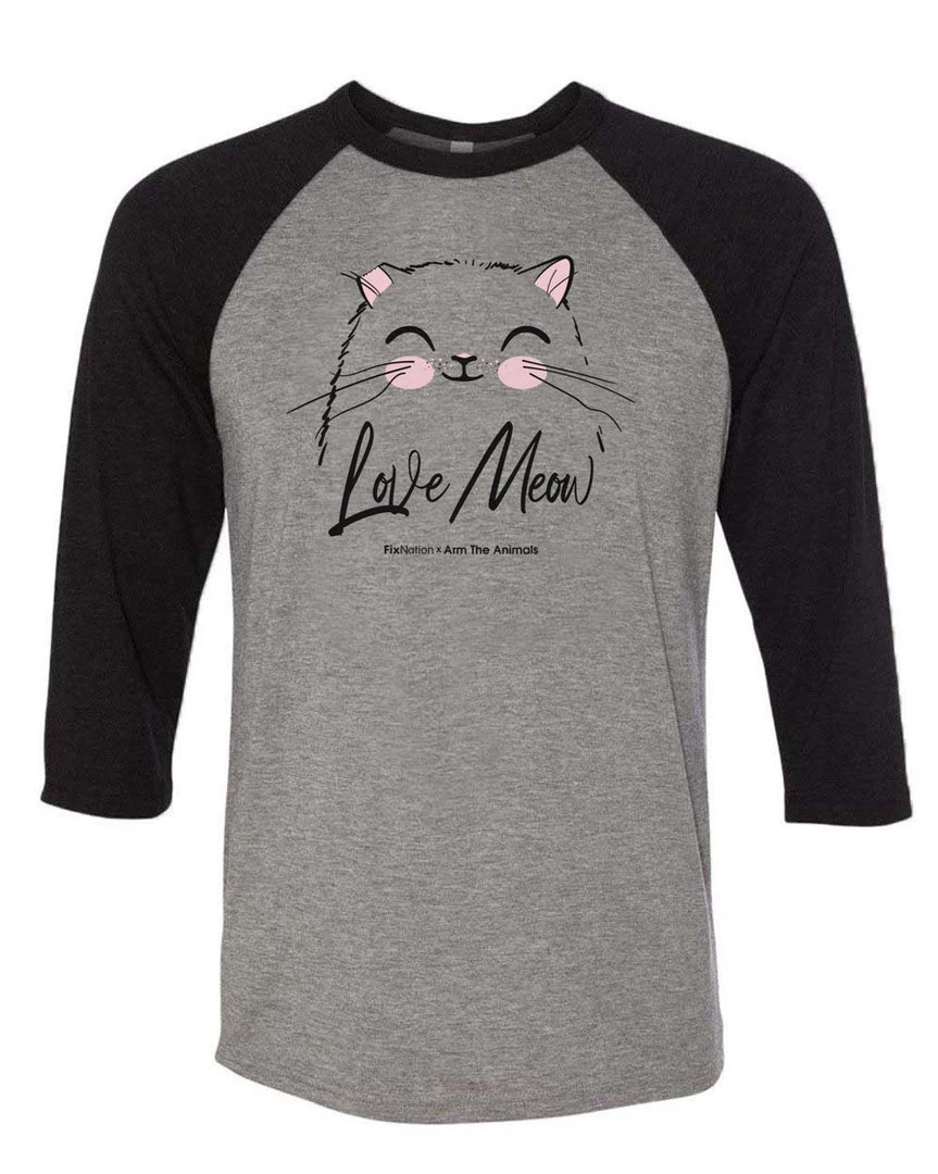 Fixed Nation Unisex | Love Meow | 3/4 Sleeve Raglan 3/4 Sleeve Raglans
