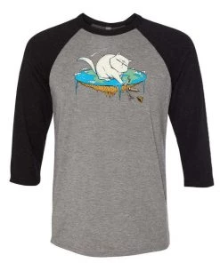 Tobias Fonseca Unisex | Flat Earth Cat | 3/4 Sleeve Raglan