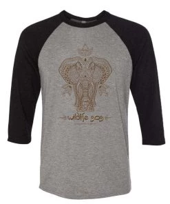 3/4 Sleeve Raglans Unisex | WLSOS Henna Elephant | 3/4 Sleeve Raglan