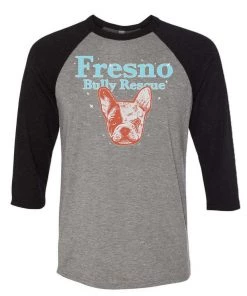 3/4 Sleeve Raglans Unisex | Fresno Bully Rescue Frenchie Logo | 3/4 Sleeve Raglan