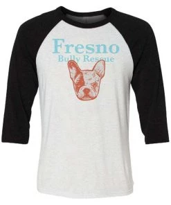 3/4 Sleeve Raglans Unisex | Fresno Bully Rescue Frenchie Logo | 3/4 Sleeve Raglan