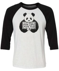 Tobias Fonseca 3/4 Sleeve Raglans Unisex | Drink Coffee, Create Stuff, And Sleep | 3/4 Sleeve Raglan