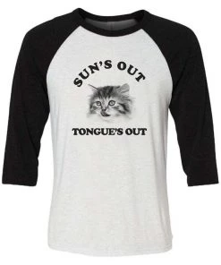 Cats With Their Tongues Out Unisex | Sun’s Out, Tongue’s Out | 3/4 Sleeve Raglan 3/4 Sleeve Raglans