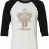 3/4 Sleeve Raglans Unisex | WLSOS Henna Elephant | 3/4 Sleeve Raglan