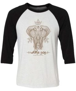 3/4 Sleeve Raglans Unisex | WLSOS Henna Elephant | 3/4 Sleeve Raglan