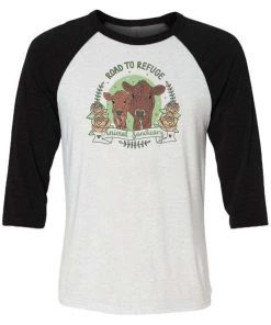 Road To Refuge Animal Sanctuary Unisex | Moo Crew | 3/4 Sleeve Raglan 3/4 Sleeve Raglans