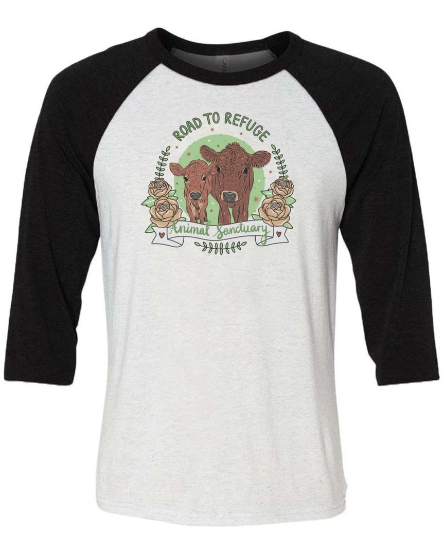 Road To Refuge Animal Sanctuary Unisex | Moo Crew | 3/4 Sleeve Raglan 3/4 Sleeve Raglans