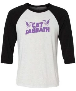 Brutal Kittens Unisex | Cat Sabbath Purple | 3/4 Sleeve Raglan