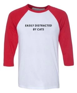 Arm The Animals 3/4 Sleeve Raglans Unisex | Easily Distracted Cat | 3/4 Sleeve Raglan