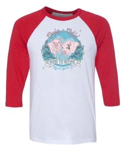 Road To Refuge Animal Sanctuary 3/4 Sleeve Raglans Unisex | Piggy Party | 3/4 Sleeve Raglan