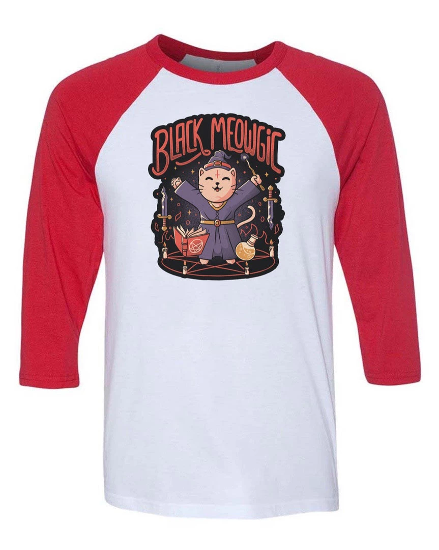 Eduardo Ely Unisex | Black Meowgic | 3/4 Sleeve Raglan 3/4 Sleeve Raglans