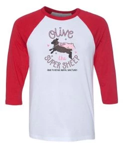 Road To Refuge Animal Sanctuary 3/4 Sleeve Raglans Unisex | Olive The Super Sheep | 3/4 Sleeve Raglan