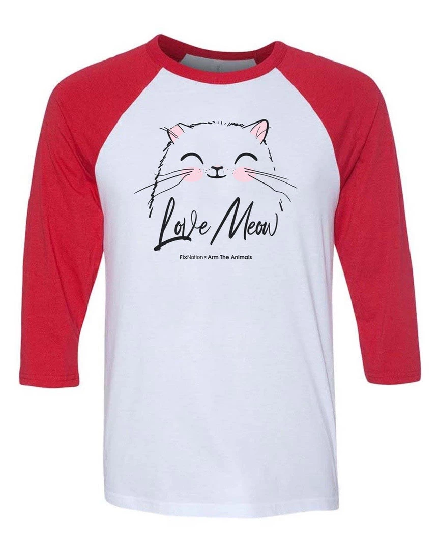 Fixed Nation Unisex | Love Meow | 3/4 Sleeve Raglan 3/4 Sleeve Raglans