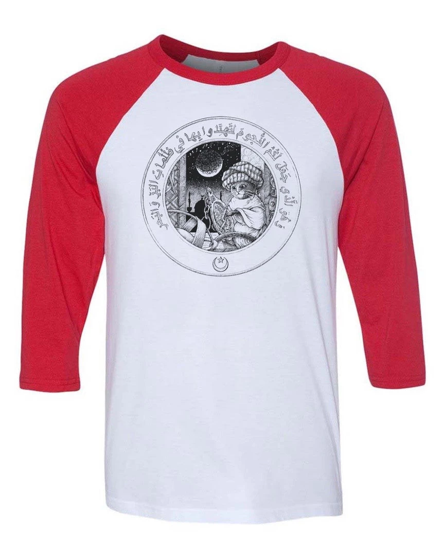 Gianluca Unisex | Little Muslim Astronomer Cat | 3/4 Sleeve Raglan 3/4 Sleeve Raglans