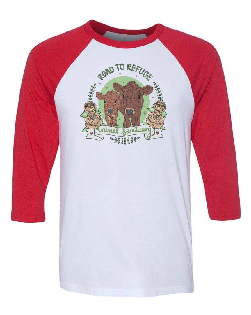 Road To Refuge Animal Sanctuary Unisex | Moo Crew | 3/4 Sleeve Raglan 3/4 Sleeve Raglans