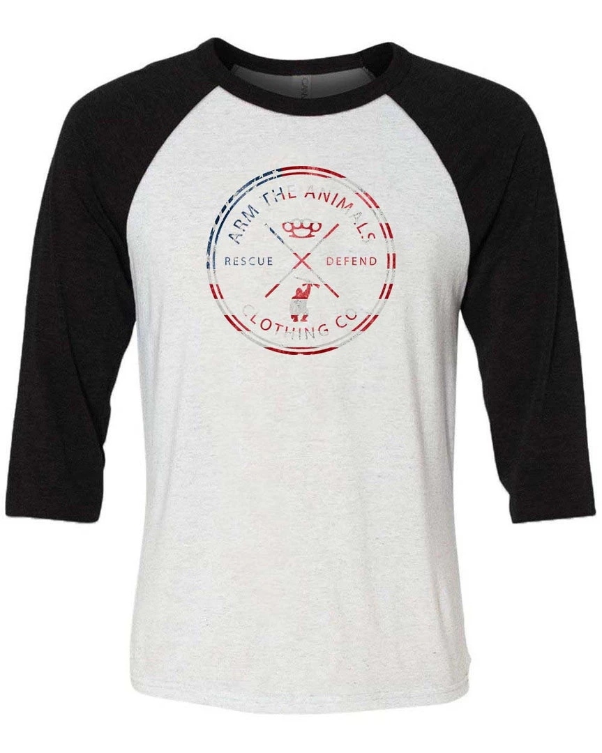 Arm The Animals Unisex | 4th Of July Rescue Knuckles | 3/4 Sleeve Raglan