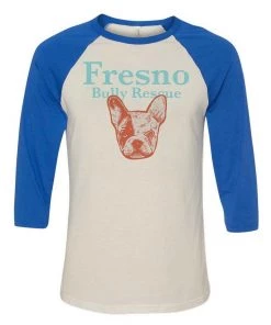 3/4 Sleeve Raglans Unisex | Fresno Bully Rescue Frenchie Logo | 3/4 Sleeve Raglan